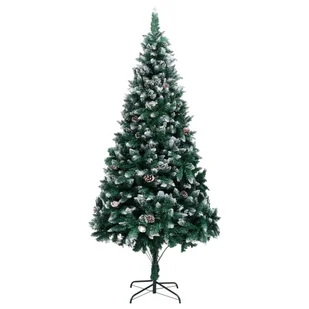 vidaXL Sztuczna choinka z szyszkami i białym śniegiem, 240 cm - Choinki - miniaturka - grafika 1