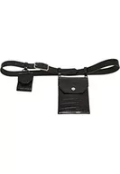 Paski - Urban Classics Unisex Croco Synthetic Leather Belt with Pouch pasek, czarny/srebrny, L/XL - miniaturka - grafika 1