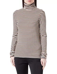 Sisley Damski sweter L/S 3FKUL200J T-shirt, brązowy i biały w paski 903, XS - Swetry damskie - miniaturka - grafika 1