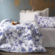 Pościel - Pościel 220x200 satyna bawełniana w pudełku Blue Blanc Luxury - miniaturka - grafika 1