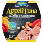 Konserwy i dania rybne - Łosoś Ustka AppetiTuna Sałatka z tuńczykiem z warzywami i kaszą kuskus 160g - miniaturka - grafika 1