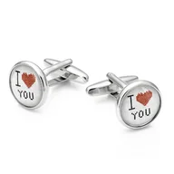 Spinki do mankietów i krawatów - Spinki do mankietów X2 Kocham Cię - miniaturka - grafika 1
