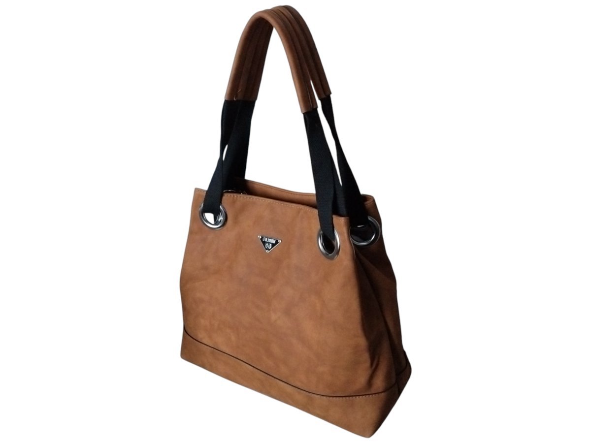 Torebka Damska Shopper Na Ramie, Pojemna Brązowa Torba Miejska, Karmel