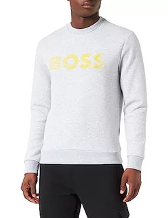 Bluzy męskie - BOSS Męska bluza Salbo 1 z mieszanki bawełny z trójwymiarowym haftem logo, Light/Pastel Grey57, S - grafika 1