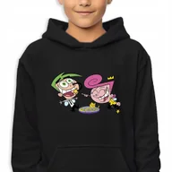 Bluzy dla dziewczynek - Bluza Dziecięca Z Kapturem Czarna Cosmo&Wanda Wróżkowie Chrzestni Wz 140 Cm - miniaturka - grafika 1