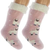 Skarpetki dla dzieci - Skarpety Ciepłe Grube Antypoślizgowe Lama Alpaka 0-18 Miesięcy - miniaturka - grafika 1