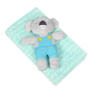 Koce i narzuty dla dzieci - Miętowy kocyk z maskotką 75x100 Koala David BabyMatex - miniaturka - grafika 1