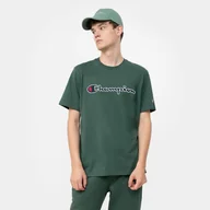 Koszulki sportowe męskie - Męski t-shirt z nadrukiem CHAMPION ROCHESTER Crewneck T-shirt - zielony - miniaturka - grafika 1