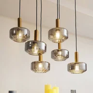 Lampy sufitowe - Lampa wisząca Lindby Hildur, 6-punktowa, dymny szary, szkło - miniaturka - grafika 1