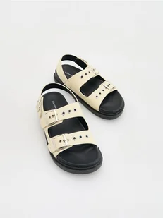 Reserved - Sandały z imitacji skóry - złamana biel - Buty dla dziewczynek - miniaturka - grafika 1