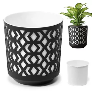 Doniczka AZTEK 140 - k/czarny + w/biały LA790-25 LAMELA - Donice - miniaturka - grafika 1