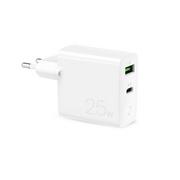 Akcesoria do tabletów i e-booków - PURO Ładowarka Ładowarka sieciowa Mini Fast Travel Charger USB-A + USB-C Power Delivery 25W biały PUR521WHT - miniaturka - grafika 1