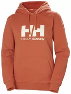 Bluzy sportowe damskie - Damska bluza dresowa nierozpinana z kapturem HELLY HANSEN HH LOGO HOODIE - pomarańczowa - miniaturka - grafika 1