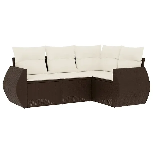Zestaw mebli ogrodowych brązowy z poduszkami, rattan PE, 62 x 62 x 69 cm