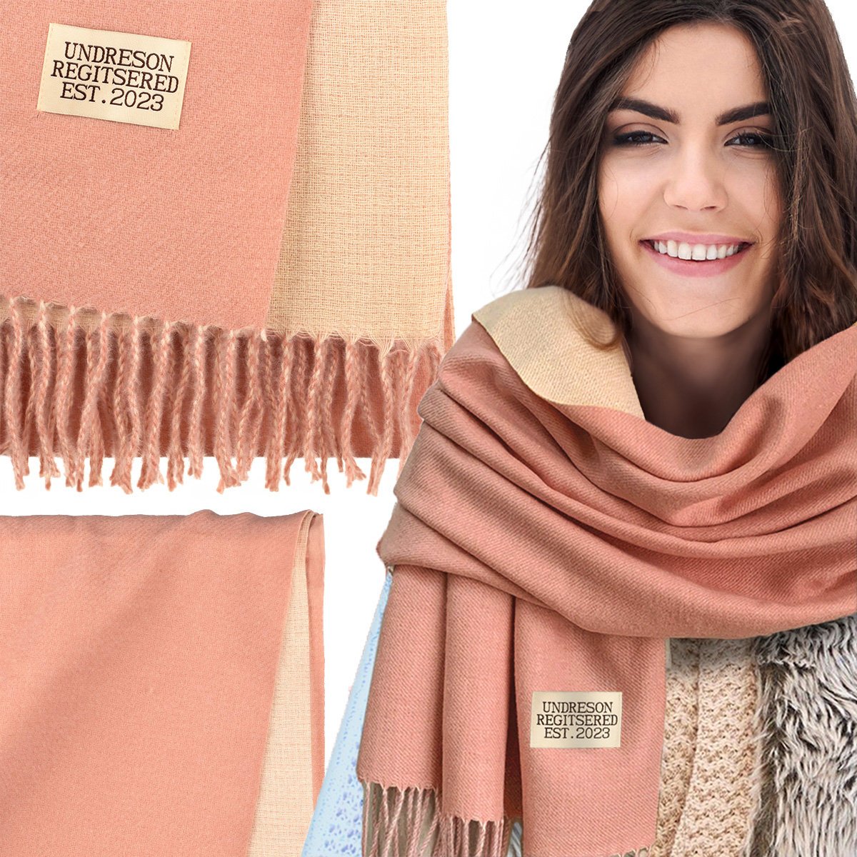 SZALIK SZAL DAMSKI ZIMOWY CIEPŁY DUŻY Elegancki Dwustronny Z Frędzlami