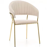 Krzesła - Krzesło tapicerowane Glamour • C-889 • welur beż, złote nogi - miniaturka - grafika 1