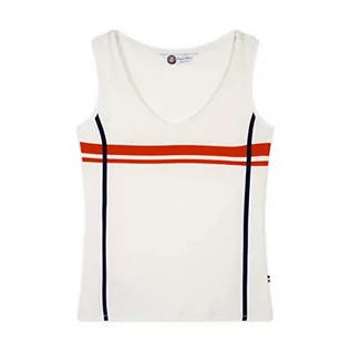 Koszulki i topy damskie - ROLAND GARROS Damska koszulka na ramiączkach w paski Color Ecru Tank top z minimalistycznymi paskami odzież sportowa lub góra miejska, rozmiar XL-RTSW0120-ECR-XL, XL - grafika 1