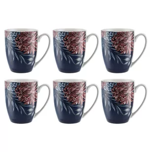 Kubek porcelanowy do kawy herbaty granatowy w kwiaty zestaw 6 sztuk 300 ml Altom Design Margo - Kubki - miniaturka - grafika 1
