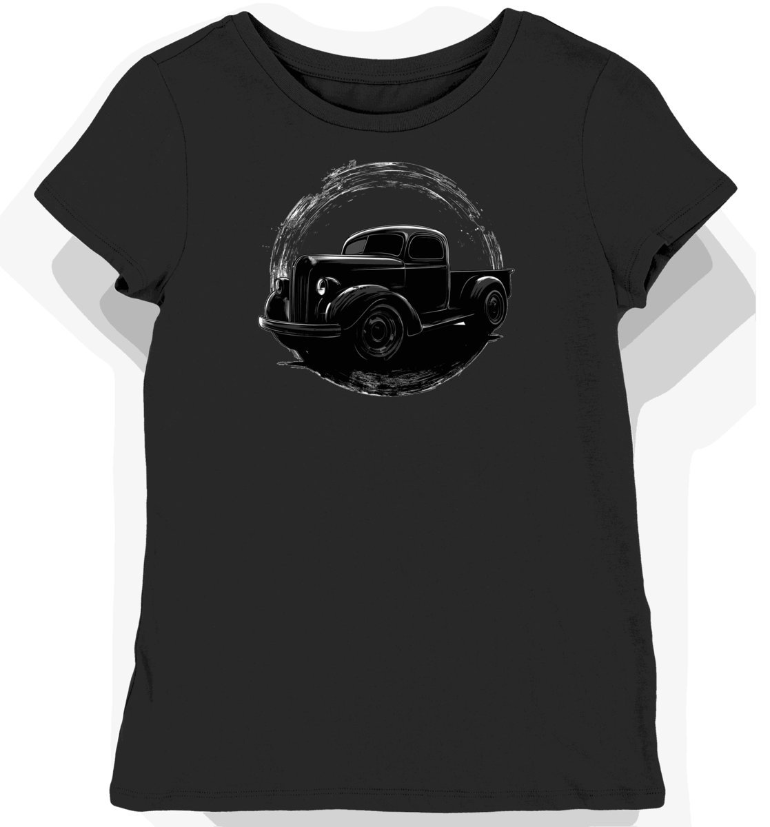 Koszulka damska czarna z motywem klasycznych pojazdów L