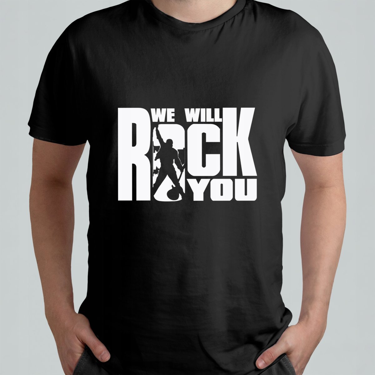 Koszulka Z Nadrukiem T-shirt Męski We Will Rock You Queen Napis r. L