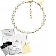 Bransoletki - Perłowy Różaniec Bransoletka Złota Krzyżyk Prezent Biżuteria Srebro 925 - miniaturka - grafika 1