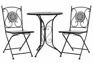 3-cz. szary ceramiczny zestaw mebli bistro K4-G75 - Meble ogrodowe - miniaturka - grafika 1
