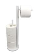 Stojaki i wieszaki na papier toaletowy - Stylowy stojak na papier toaletowy z uchwytem - biały - miniaturka - grafika 1