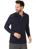 Koszulki męskie - Trigema Męska koszulka polo z długim rękawem z bawełny ekologicznej, Niebieski (Navy-C2c 546), L - miniaturka - grafika 1