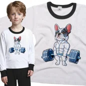 Piżamy dla dziewczynek - Piżama dziecięca Pies Buldog Francuski Paker Sztanga 110/116 - VoloDonum - miniaturka - grafika 1