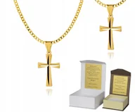 Biżuteria dla dzieci - Złoty łańcuszek srebro pozłacane krzyżyk 55 cm DEDYKACJA P4K17 - miniaturka - grafika 1