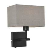 Lampy ścienne - Italux Klasyczna LAMPA ścienna NORTE WL-1122-1-A-BM-RC-GR prostokątna OPRAWA abażurowy kinkiet czarny szary WL-1122-1-A-BM-RC-GR - miniaturka - grafika 1