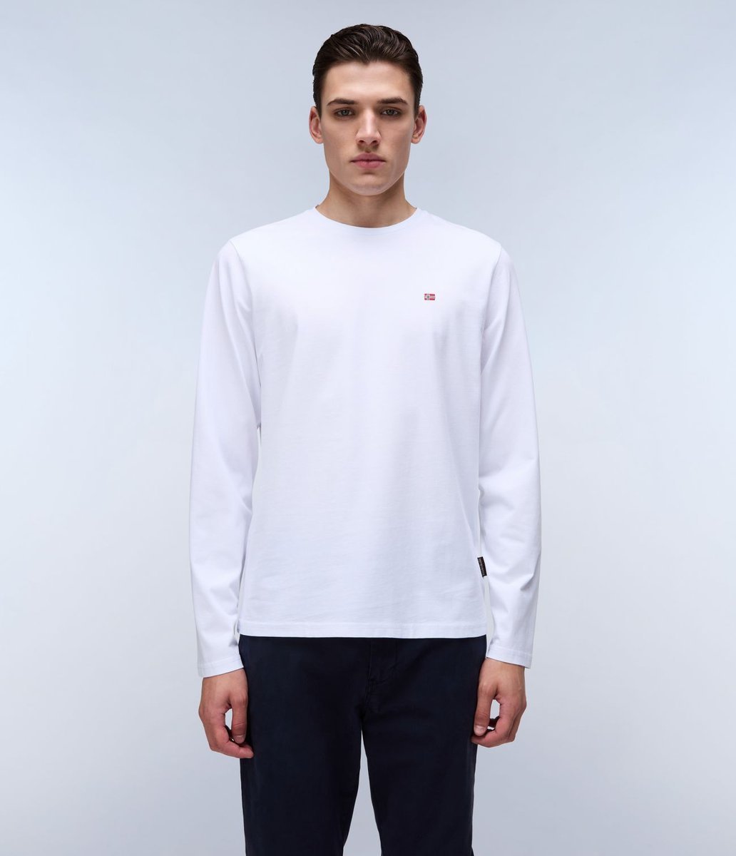 t-shirt mężczyzna napapijri salis ls - np0a4hn7 0021 bright white