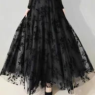 Spódnice - TEMU jesienno-zimowa damska spódnica do połowy łydki z pluszowym, wytrzymałym, trójwymiarowym nadrukiem, charakteryzująca się stylowym, eleganckim i - miniaturka - grafika 1