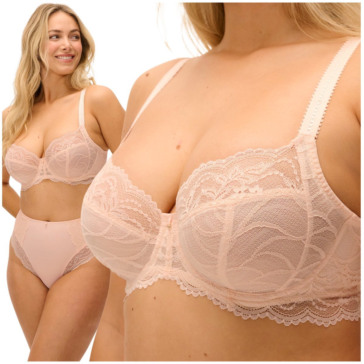 Biustonosz Miękki koronkowy Fantasie CESILE UW Peach Sorbet 40DD/90E