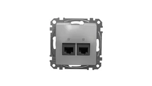 Schneider Electric, Sedna Design i Elements, Gniazdo komputerowe podwójne RJ45 kat. 6 UTP, srebrne aluminium, SDD113462 - Gniazdka elektryczne - miniaturka - grafika 1