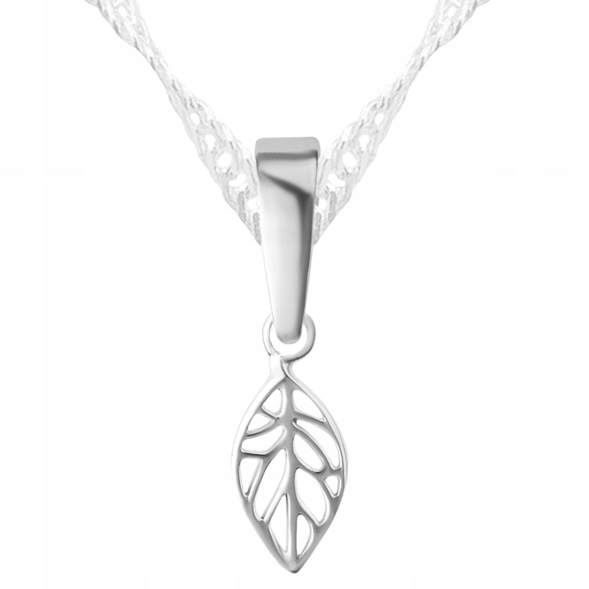 Naszyjnik Srebrny Liść Ażurowy Wisiorek Blaszka z Liściem SREBRO 925