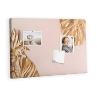 Tablice i flipcharty - Kolorowy Organizer - Tablica Korkowa z Pinezkami - Złote liście tropikalne 60x40 cm - miniaturka - grafika 1