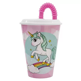 UNICORN Zamykany Kubek ze słomką 430 ml JEDNOROŻEC - Kubki dla dzieci - miniaturka - grafika 1