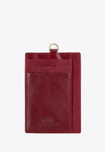 Etui na karty ze skóry naturalnej na pasku czerwone - Etui na dokumenty i karty - miniaturka - grafika 1