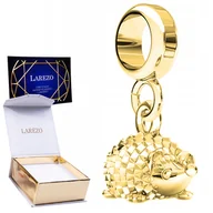 Wisiorki - Piękny CHARMS ZŁOTY Wiszący z Jeżem Jeżykiem Lśniący Jeż Pupil SREBRO 925 - miniaturka - grafika 1