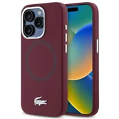 Etui i futerały do telefonów - Etui LACOSTE Silicone Croco Logo MagSafe do Apple iPhone 15 Pro Bordowy - miniaturka - grafika 1