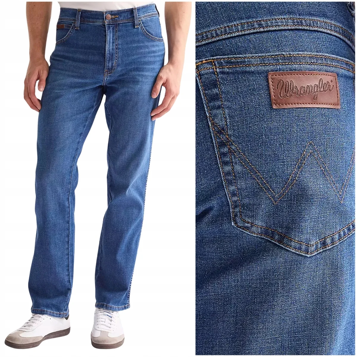 Wrangler Texas Visual letnie klasyczne proste spodnie materiałowe W38 L32