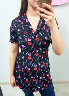 Rena Tunika Nr.1/75cm Make Up Print Czarny Rozmiar: 42 - Odzież medyczna - miniaturka - grafika 4