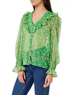 Bluzki damskie - French Connection Damska bluzka Camille Hallie marszcząca się bluzka z długim rękawem, zielona (Poise Green), L, Poise Green, L - miniaturka - grafika 1