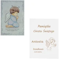 Dewocjonalia - Obrazek z Aniołkiem / Pamiątka Chrztu/ Grawer 17,5x11,5 cm - miniaturka - grafika 1