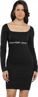 Sukienki - CALVIN KLEIN CZARNA SUKIENKA Z DŁUGIMI RĘKAWAMI MINI XS I1E - miniaturka - grafika 1