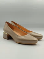 Czółenka - Beżowe czółenka niski obcas złote detale AF1346 PULSO r. 37 - miniaturka - grafika 1