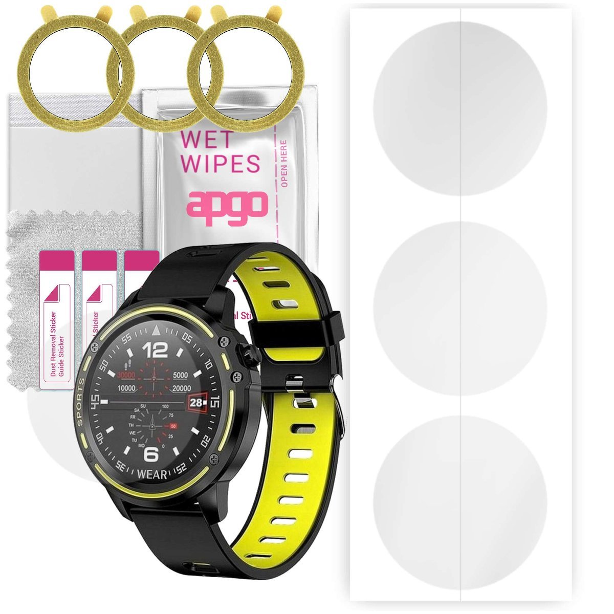 3x Folia hydrożelowa do Pacific Black PC00126 - apgo Smartwatch Hydrogel Protection Ochrona na ekran smartwatcha