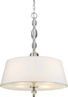 Lampy sufitowe - LAMPA WISZĄCA Cancun okrągła, kryształowe detale, biały abażur, klasyczna elegancja - miniaturka - grafika 1