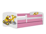 Łóżka dla dzieci i młodzieży - Łóżko dla dziecka, barierka, Babydreams, koparka, różowe - miniaturka - grafika 1